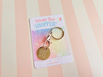 Worlds Best Shopper Trolley Coin Keyring
