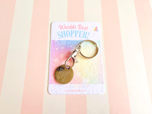 Worlds Best Shopper Trolley Coin Keyring