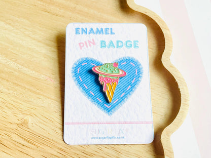 Funky Ice Cream Enamel Pin Badge