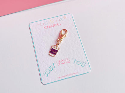 Coffee Cup Bag Charm Pocket Hug