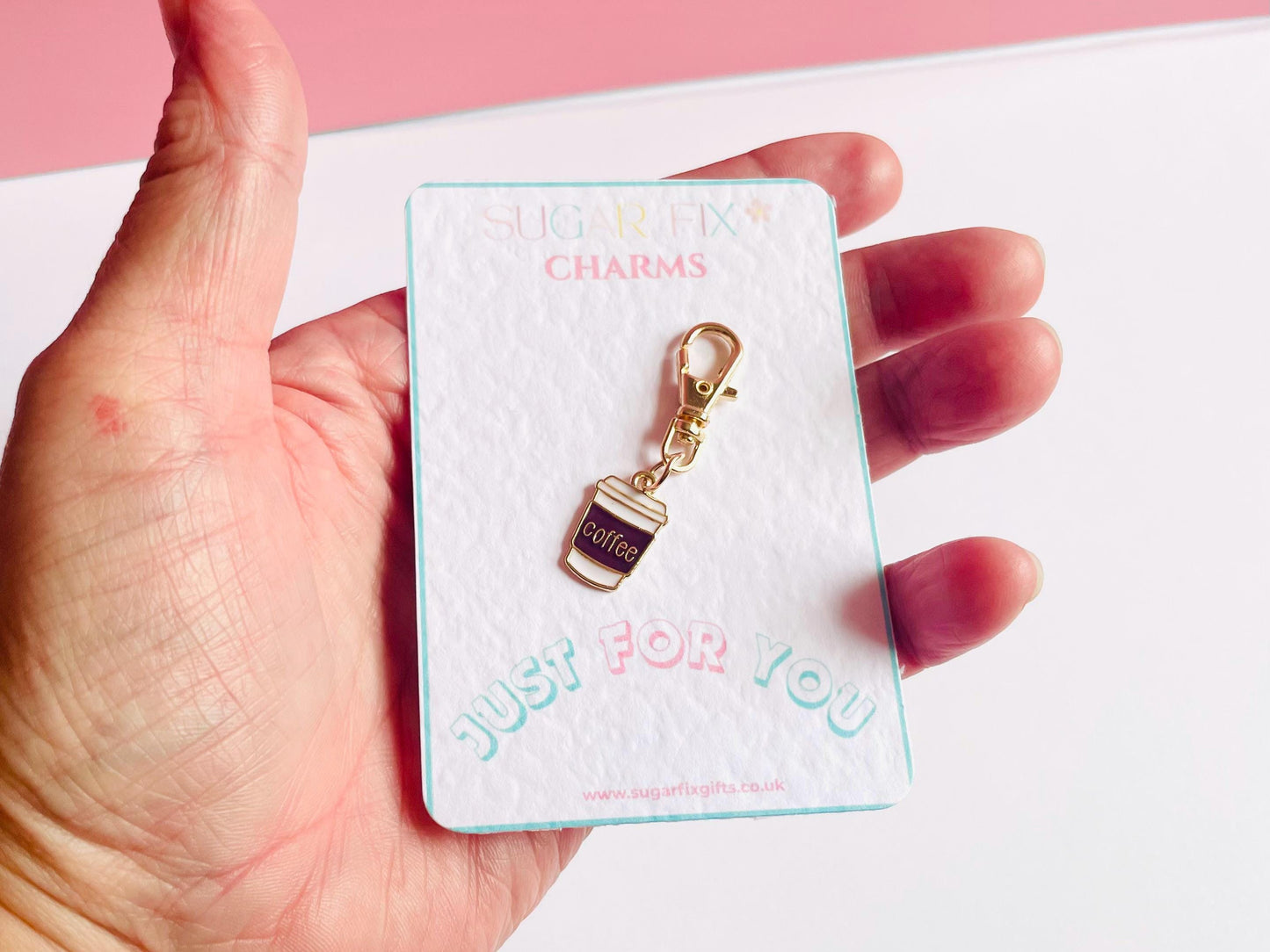 Coffee Cup Bag Charm Pocket Hug