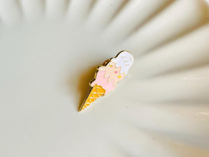 Neapolitan Ice Cream Enamel Pin Badge