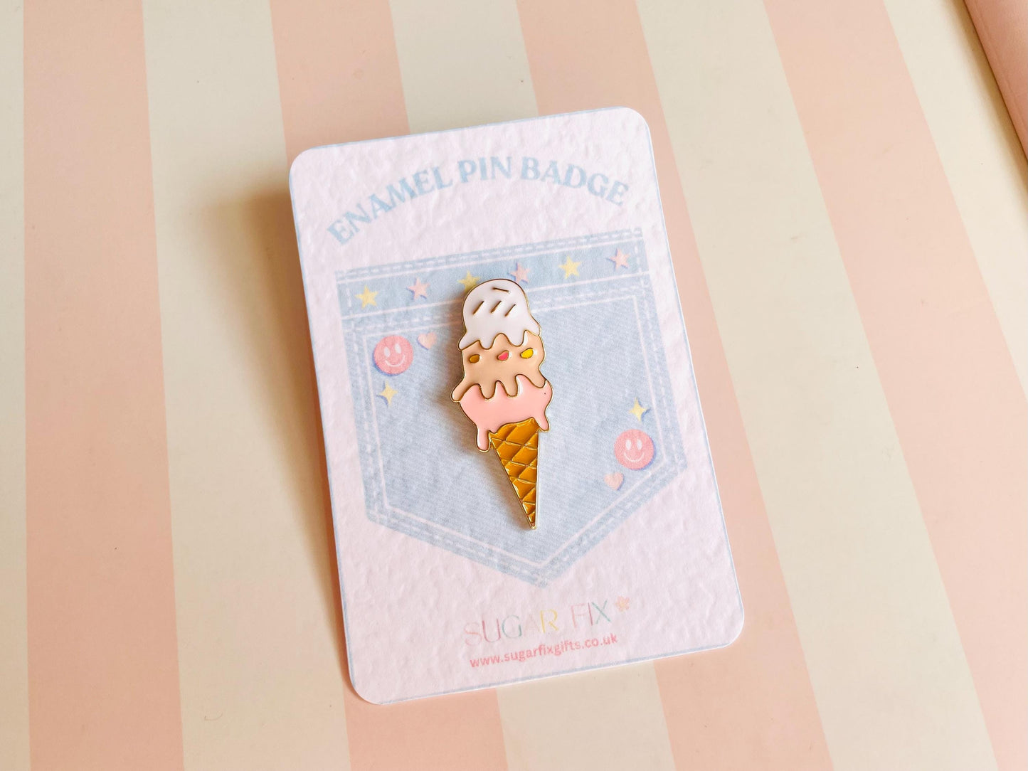 Neapolitan Ice Cream Enamel Pin Badge
