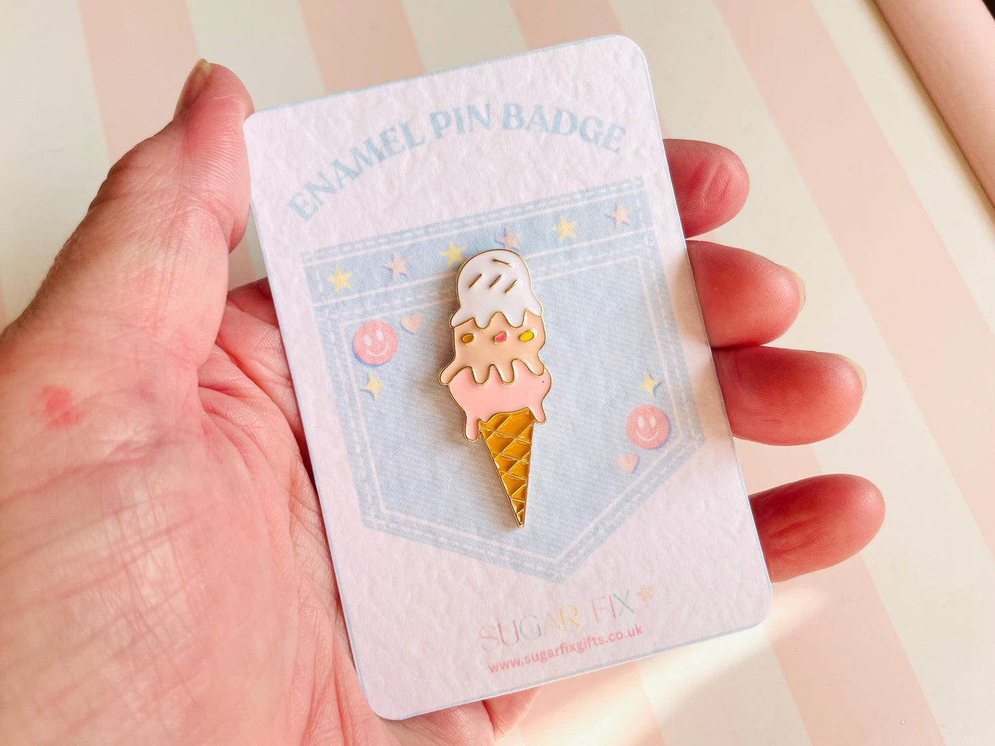 Neapolitan Ice Cream Enamel Pin Badge