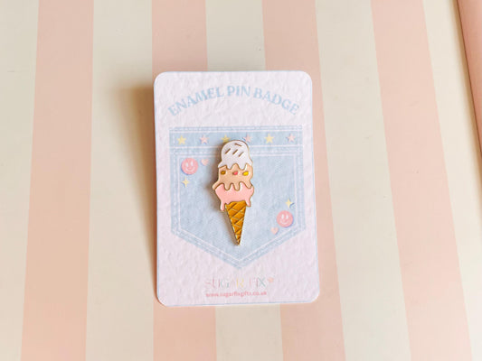 Neapolitan Ice Cream Enamel Pin Badge