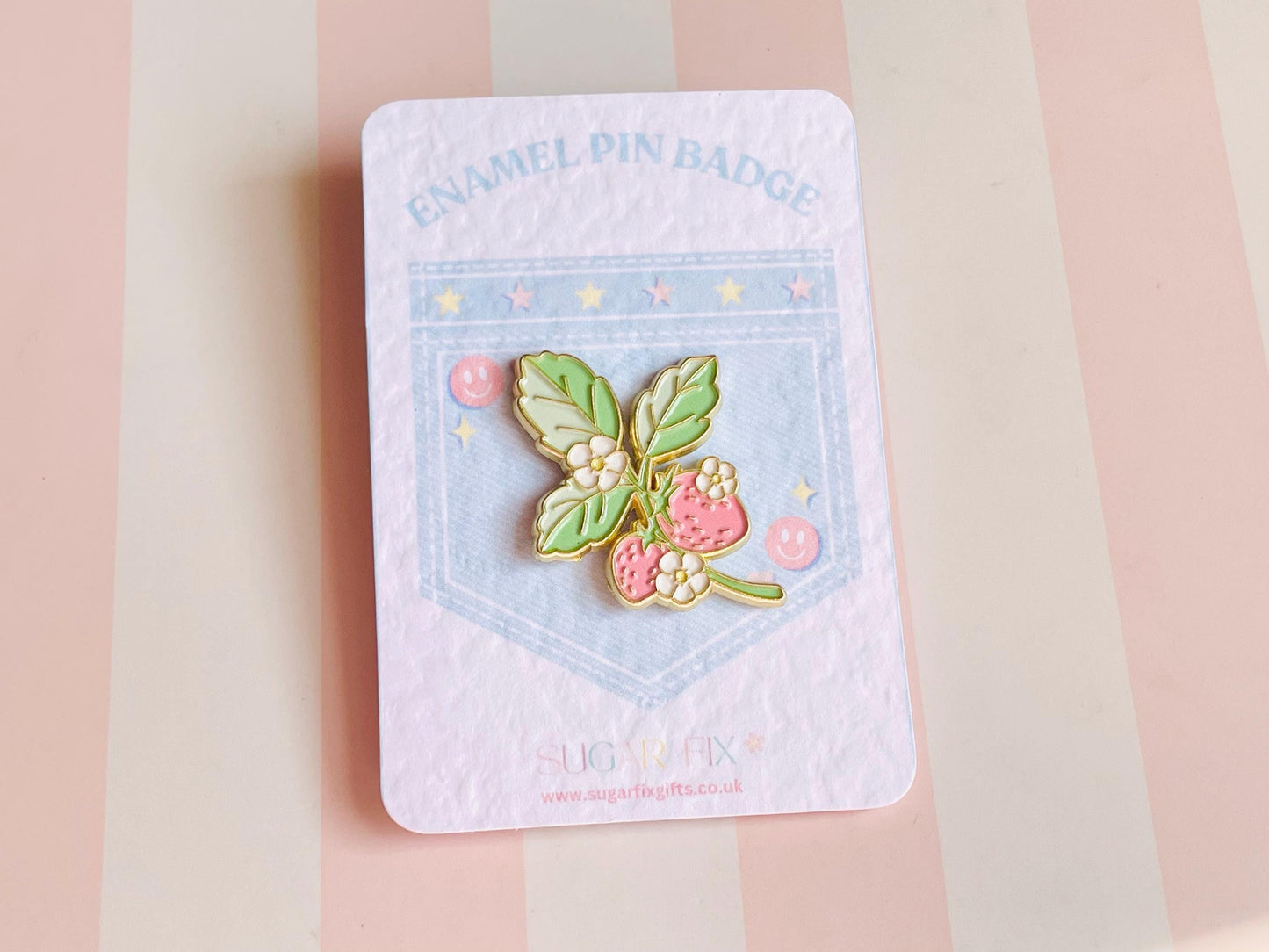 Strawberry Blossom Enamel Pin Brooch