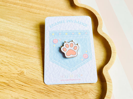 Cat Paw Enamel Pin Badge