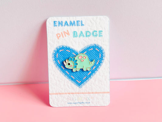 Cute Stegosaurus Dinosaur Pin Badge