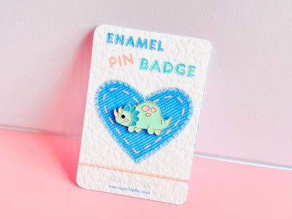 Cute Stegosaurus Dinosaur Pin Badge