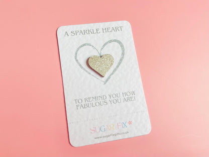 Silver Glitter Heart Pocket Hug