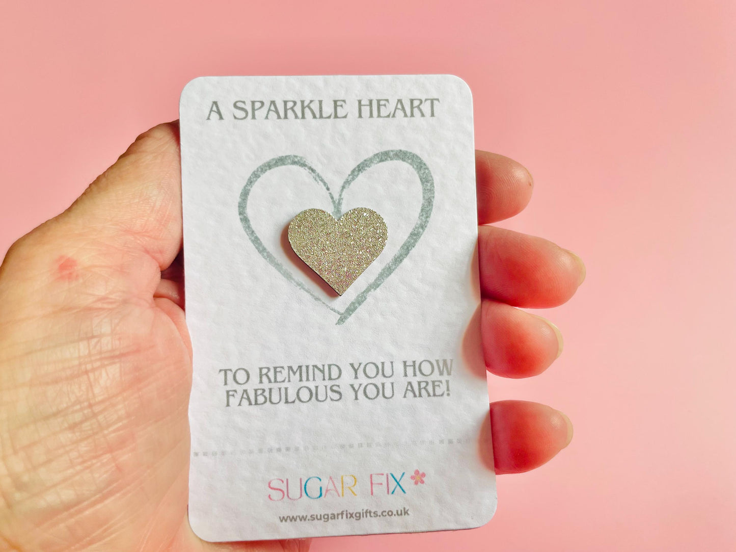 Silver Glitter Heart Pocket Hug