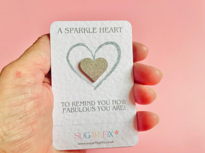 Silver Glitter Heart Pocket Hug