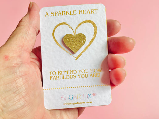 Gold Glitter Heart Pocket Hug