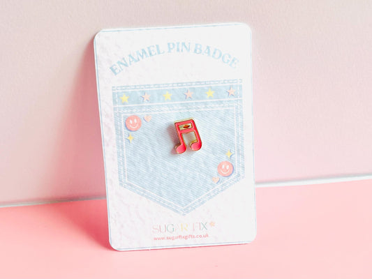 Pink Musical Note Pin Badge