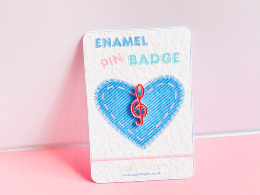 Pink Treble Clef Music Pin Badge