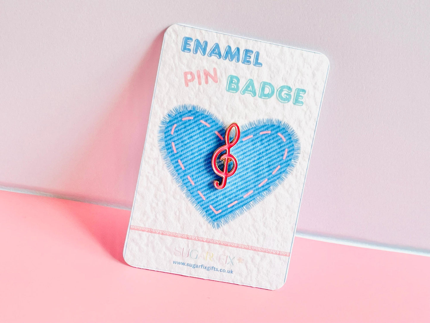 Pink Treble Clef Music Pin Badge